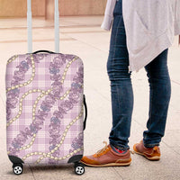 Pua Kalaunu Lei Luggage Cover Palaka Pattern LT01 Purple - Polynesian Pride
