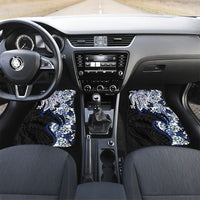 Monstera Plumeria Flowers Blue Car Mats Polynesian Pattern