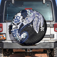 Monstera Plumeria Flowers Blue Spare Tire Cover Polynesian Pattern