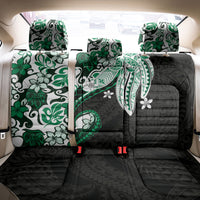 Monstera Plumeria Flowers Green Back Car Seat Cover Polynesian Pattern