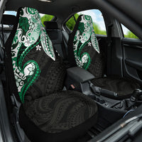 Monstera Plumeria Flowers Green Car Seat Cover Polynesian Pattern
