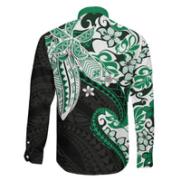 Monstera Plumeria Flowers Green Family Matching Mermaid Dress and Hawaiian Shirt Polynesian Pattern