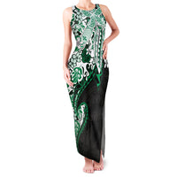 Monstera Plumeria Flowers Green Family Matching Tank Maxi Dress and Hawaiian Shirt Polynesian Pattern