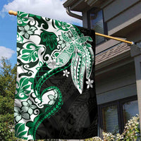 Monstera Plumeria Flowers Green Garden Flag Polynesian Pattern