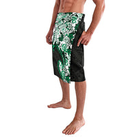 Monstera Plumeria Flowers Green Lavalava Polynesian Pattern