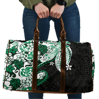 Monstera Plumeria Flowers Green Travel Bag Polynesian Pattern