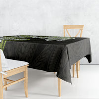 Monstera Plumeria Flowers Olive Green Tablecloth Polynesian Pattern