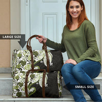 Monstera Plumeria Flowers Olive Green Travel Bag Polynesian Pattern
