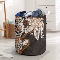 Monstera Plumeria Flowers Orange Laundry Basket Polynesian Pattern LT01 Orange - Polynesian Pride