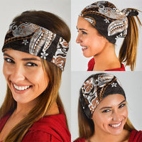 Monstera Plumeria Flowers Orange Neck Gaiter Polynesian Pattern
