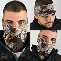 Monstera Plumeria Flowers Orange Neck Gaiter Polynesian Pattern