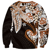 Monstera Plumeria Flowers Orange Sweatshirt Polynesian Pattern