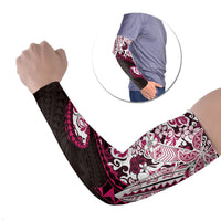 Monstera Plumeria Flowers Pink Arm Sleeves Polynesian Pattern