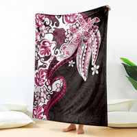 Monstera Plumeria Flowers Pink Blanket Polynesian Pattern LT01 - Polynesian Pride