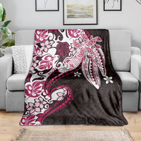 Monstera Plumeria Flowers Pink Blanket Polynesian Pattern LT01 - Polynesian Pride