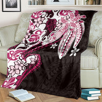 Monstera Plumeria Flowers Pink Blanket Polynesian Pattern LT01 - Polynesian Pride
