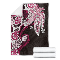 Monstera Plumeria Flowers Pink Blanket Polynesian Pattern LT01 - Polynesian Pride