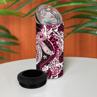 Monstera Plumeria Flowers Pink 4 in 1 Can Cooler Tumbler Polynesian Pattern LT01 - Polynesian Pride