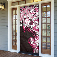 Monstera Plumeria Flowers Pink Door Cover Polynesian Pattern LT01 - Polynesian Pride