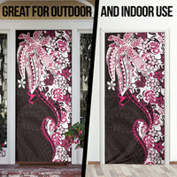 Monstera Plumeria Flowers Pink Door Cover Polynesian Pattern LT01 - Polynesian Pride