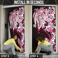 Monstera Plumeria Flowers Pink Door Cover Polynesian Pattern LT01 - Polynesian Pride