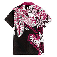 Monstera Plumeria Flowers Pink Family Matching Off Shoulder Maxi Dress and Hawaiian Shirt Polynesian Pattern LT01 - Polynesian Pride