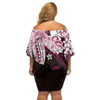 Monstera Plumeria Flowers Pink Family Matching Off Shoulder Short Dress and Hawaiian Shirt Polynesian Pattern