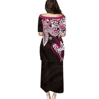 Monstera Plumeria Flowers Pink Family Matching Puletasi and Hawaiian Shirt Polynesian Pattern