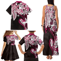 Monstera Plumeria Flowers Pink Family Matching Tank Maxi Dress and Hawaiian Shirt Polynesian Pattern LT01 - Polynesian Pride