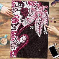 Monstera Plumeria Flowers Pink Puzzle Polynesian Pattern LT01 Pink - Polynesian Pride
