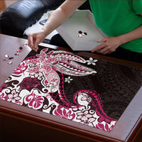 Monstera Plumeria Flowers Pink Puzzle Polynesian Pattern LT01 - Polynesian Pride