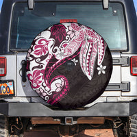 Monstera Plumeria Flowers Pink Spare Tire Cover Polynesian Pattern