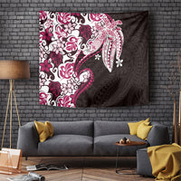 Monstera Plumeria Flowers Pink Tapestry Polynesian Pattern LT01 Pink - Polynesian Pride