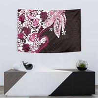 Monstera Plumeria Flowers Pink Tapestry Polynesian Pattern LT01 - Polynesian Pride