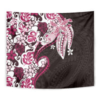 Monstera Plumeria Flowers Pink Tapestry Polynesian Pattern LT01 - Polynesian Pride