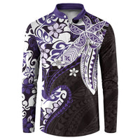 Monstera Plumeria Flowers Purple Button Sweatshirt Polynesian Pattern LT01 Purple - Polynesian Pride