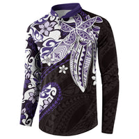 Monstera Plumeria Flowers Purple Button Sweatshirt Polynesian Pattern LT01 - Polynesian Pride
