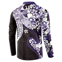 Monstera Plumeria Flowers Purple Button Sweatshirt Polynesian Pattern LT01 - Polynesian Pride