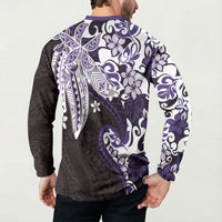 Monstera Plumeria Flowers Purple Button Sweatshirt Polynesian Pattern LT01 - Polynesian Pride
