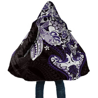 Monstera Plumeria Flowers Purple Cloak Polynesian Pattern