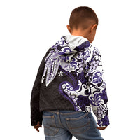 Monstera Plumeria Flowers Purple Kid Hoodie Polynesian Pattern LT01 - Polynesian Pride