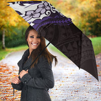 Monstera Plumeria Flowers Purple Umbrella Polynesian Pattern