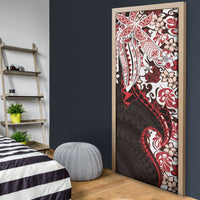 Monstera Plumeria Flowers Red Door Cover Polynesian Pattern LT01 - Polynesian Pride
