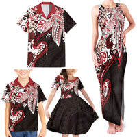 Monstera Plumeria Flowers Red Family Matching Tank Maxi Dress and Hawaiian Shirt Polynesian Pattern LT01 - Polynesian Pride