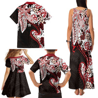 Monstera Plumeria Flowers Red Family Matching Tank Maxi Dress and Hawaiian Shirt Polynesian Pattern LT01 - Polynesian Pride