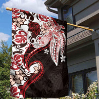 Monstera Plumeria Flowers Red Garden Flag Polynesian Pattern LT01 - Polynesian Pride