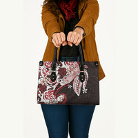 Monstera Plumeria Flowers Red Leather Bag Polynesian Pattern LT01 - Polynesian Pride
