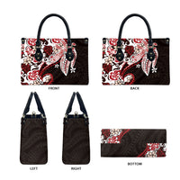 Monstera Plumeria Flowers Red Leather Bag Polynesian Pattern LT01 - Polynesian Pride