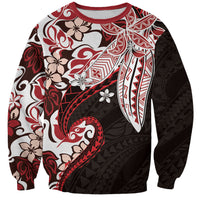 Monstera Plumeria Flowers Red Sweatshirt Polynesian Pattern LT01 Unisex Red - Polynesian Pride