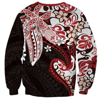 Monstera Plumeria Flowers Red Sweatshirt Polynesian Pattern LT01 - Polynesian Pride